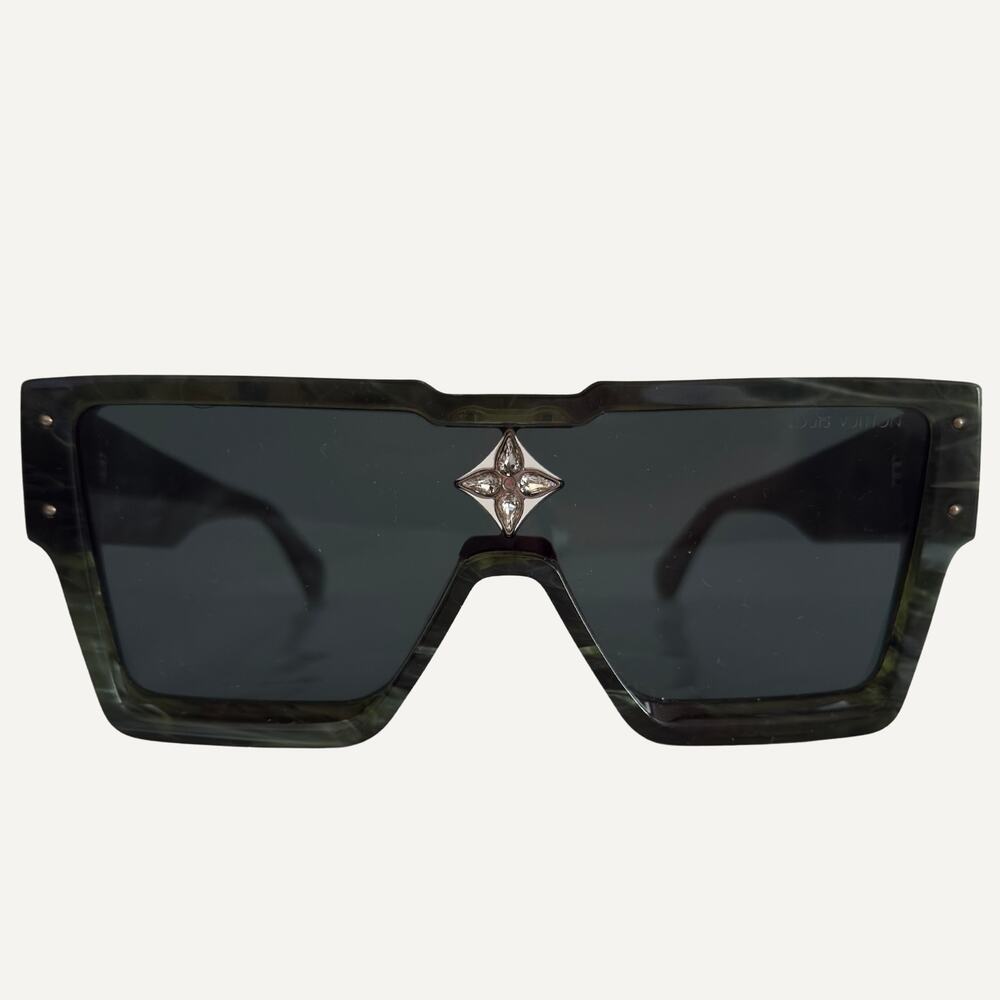 Louis Vuitton Cyclone Sunglasses Z1552W Green Marble Swarovski Virgil OS